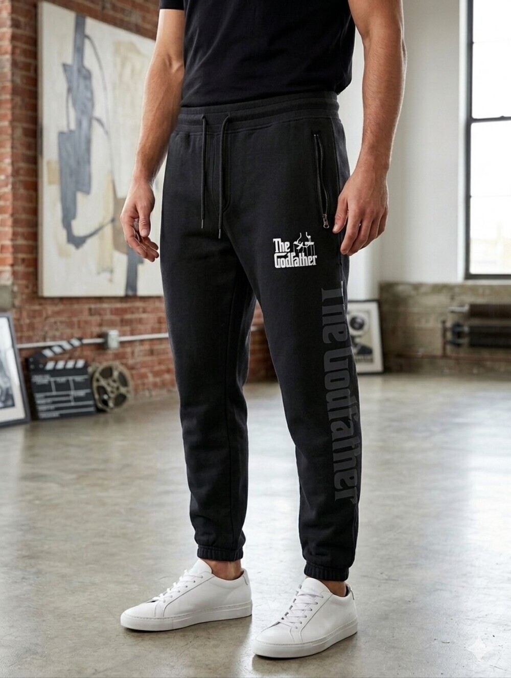 Shoe Palace x The Godfather Mens Black Drawstring Waist Sweatpants Size Large